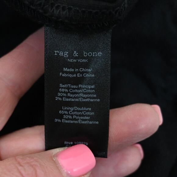 rag & bone Women's 24 Nina Black Velvet Skinny Jean - Picture 12 of 13